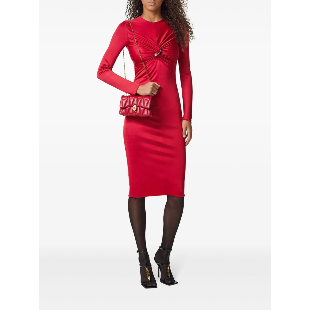 safety pin gathered midi dress - Img 2