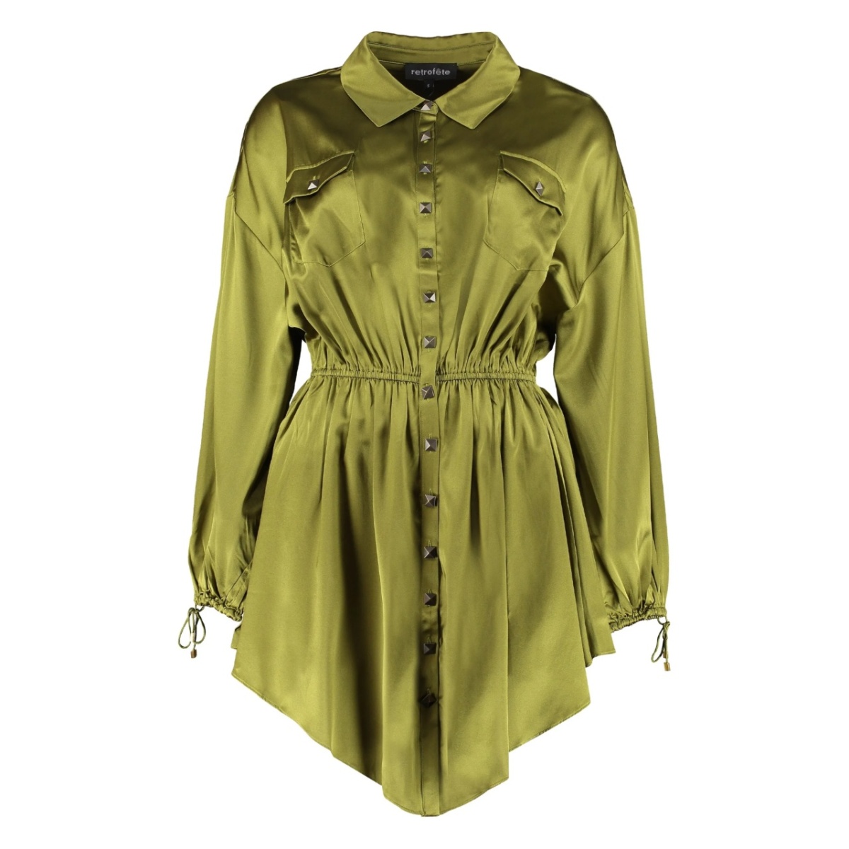 satin button-up mini dress