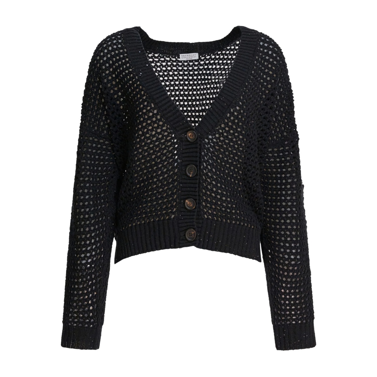 sequin-embellished open-knit cardigan