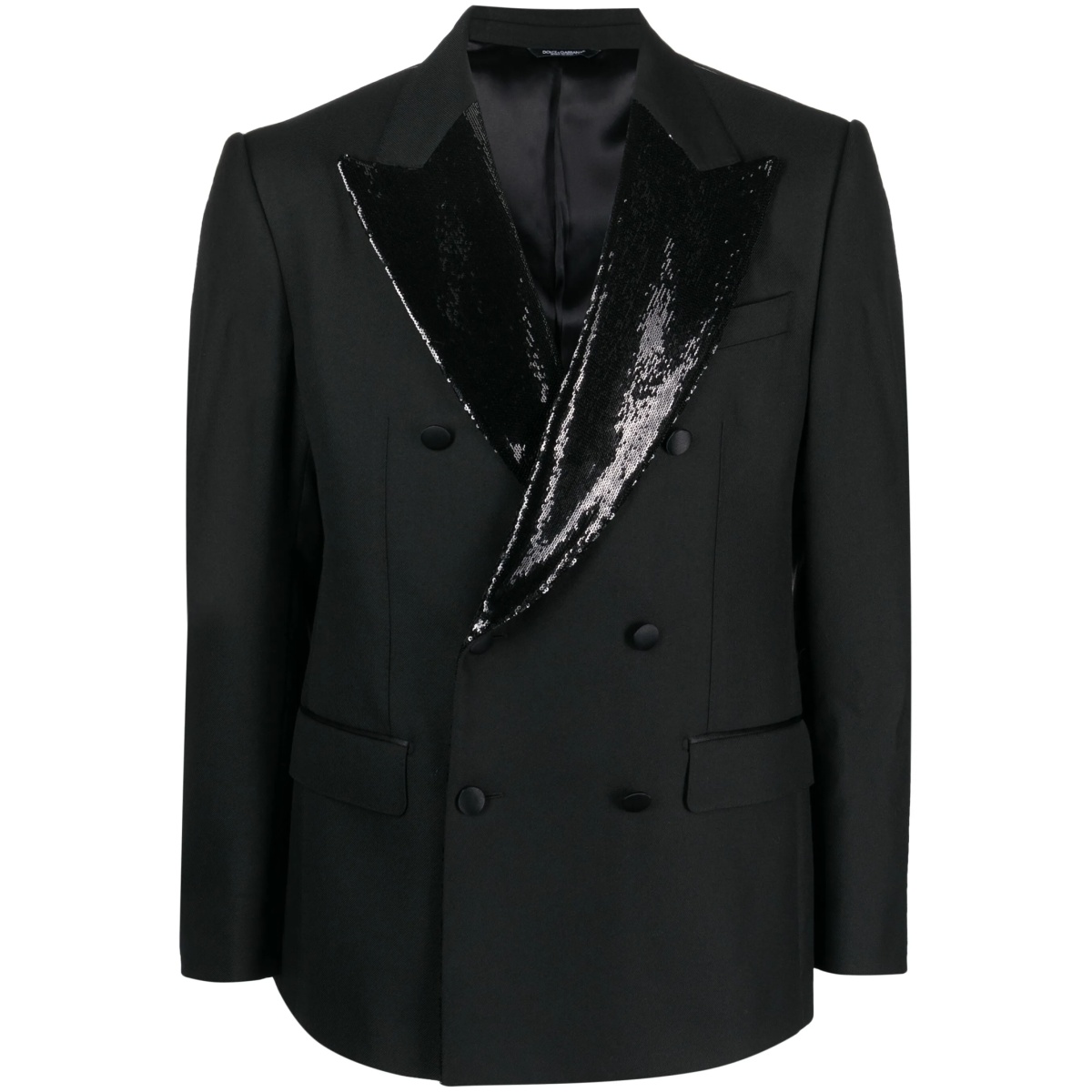 sequin-lapel double-breasted blazer
