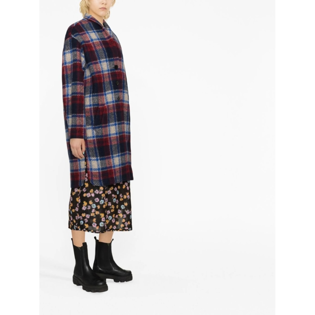 single-breasted checked coat - Img 3
