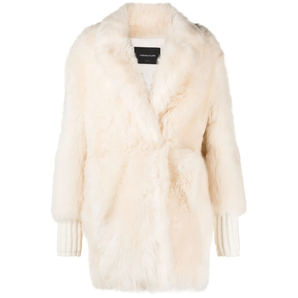 single-breasted faux-fur coat