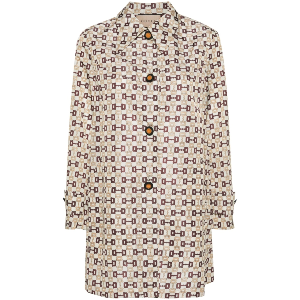 single-breasted Horsebit-print coat