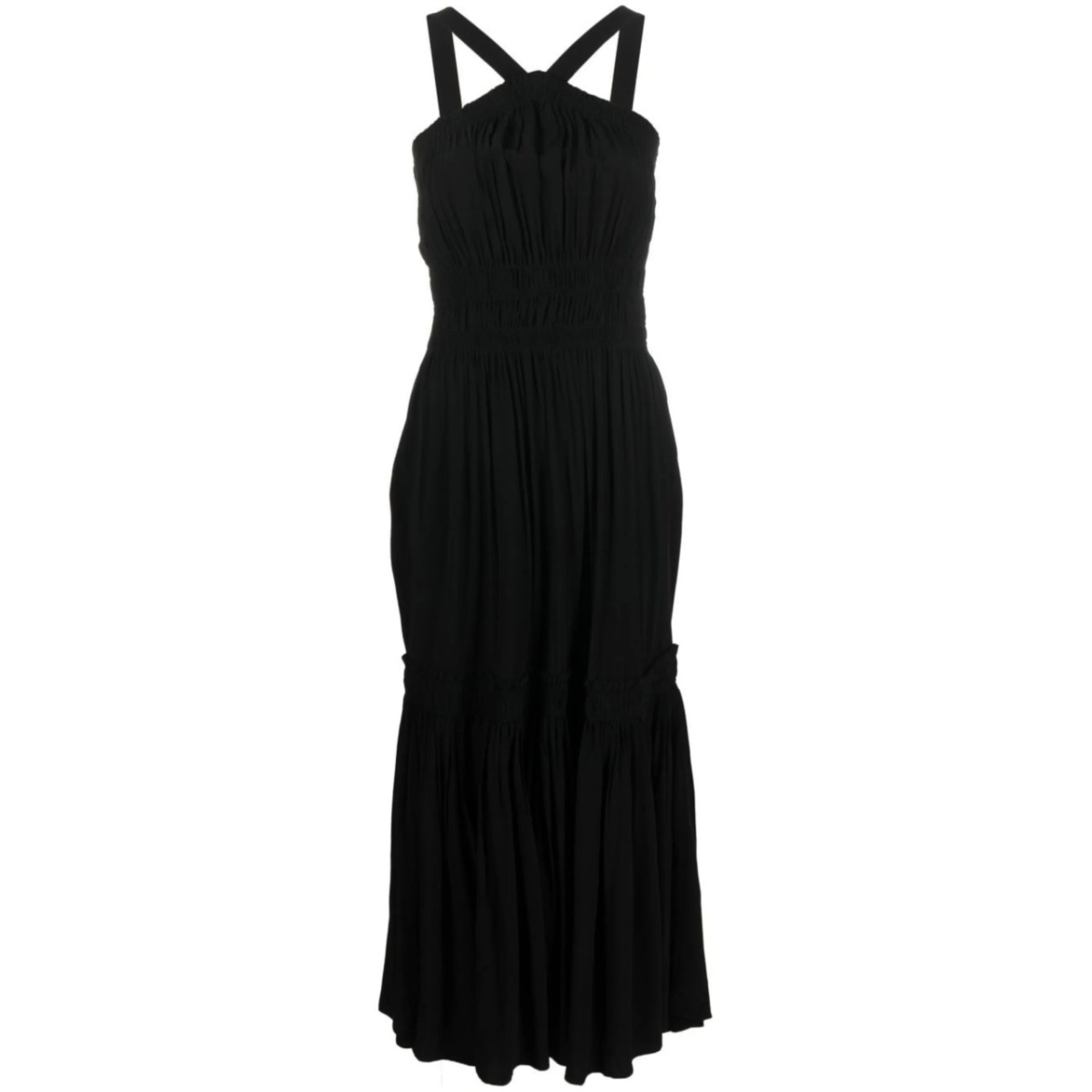 sleeveless shirred-effect dress