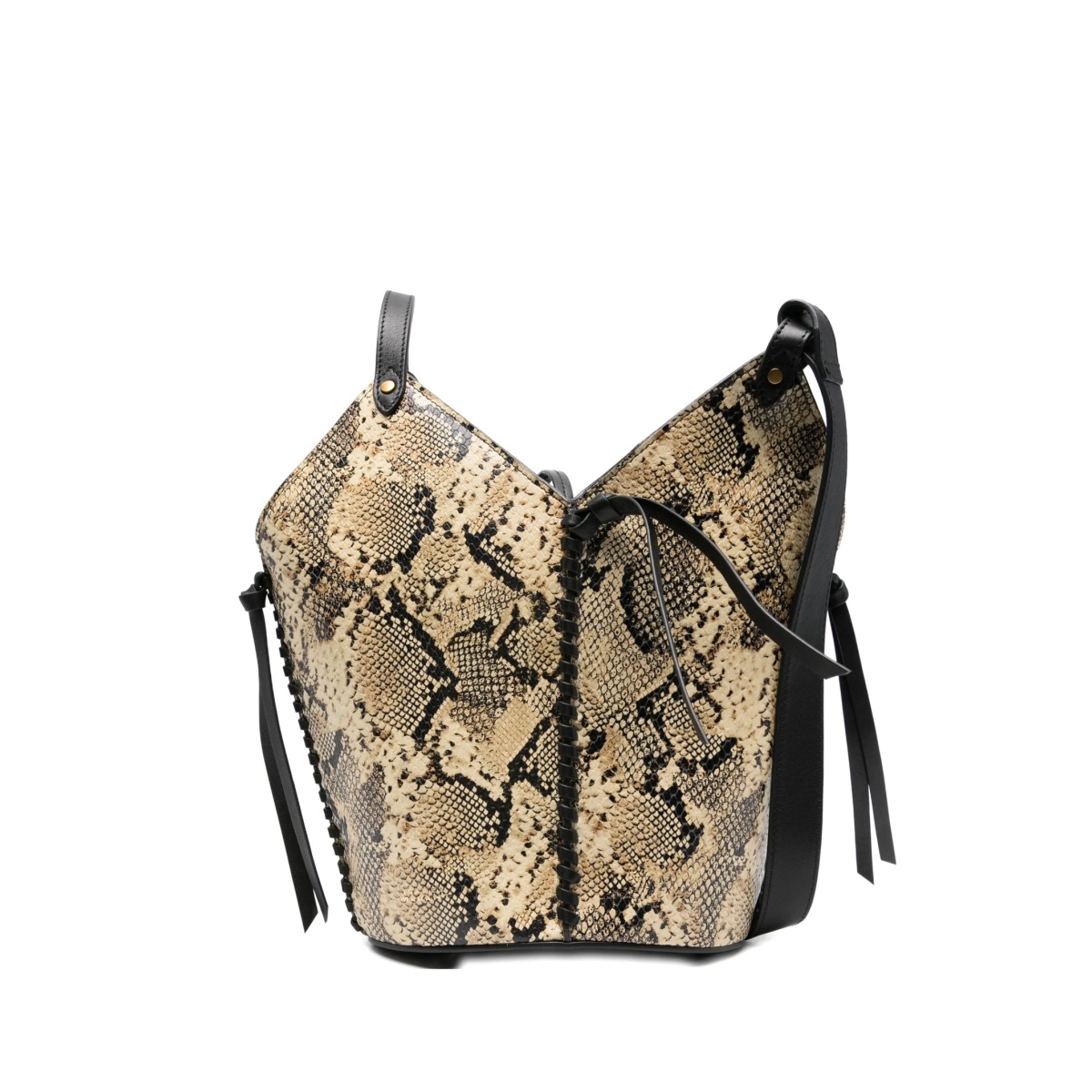 snakeskin-print drawstring tote bag