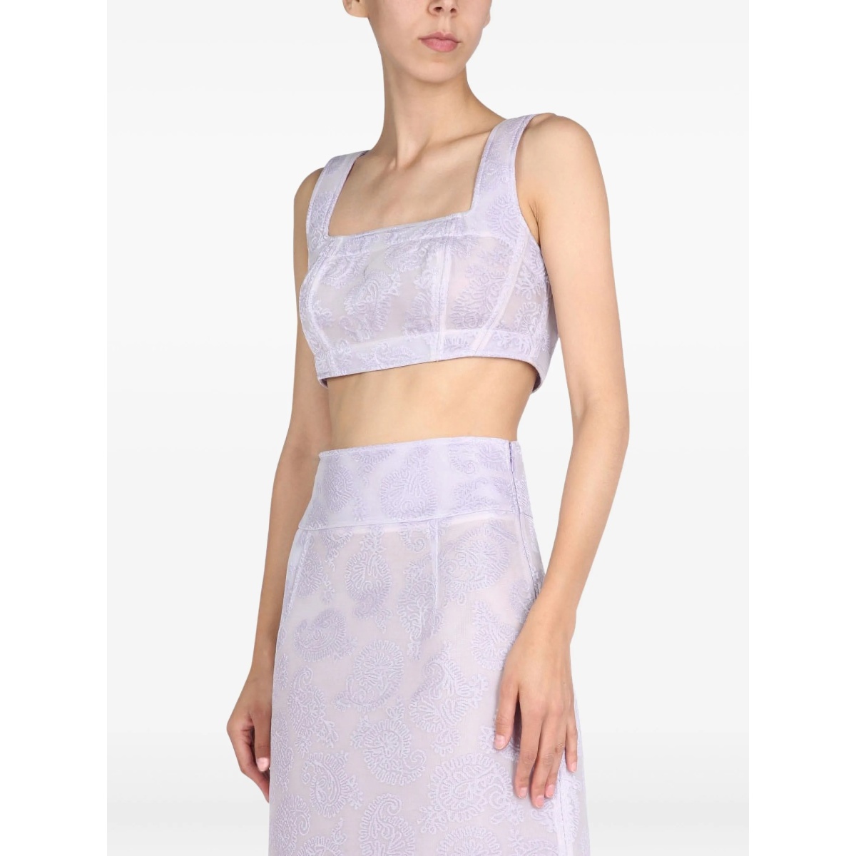 square-neck paisley-pattern top - Img 3