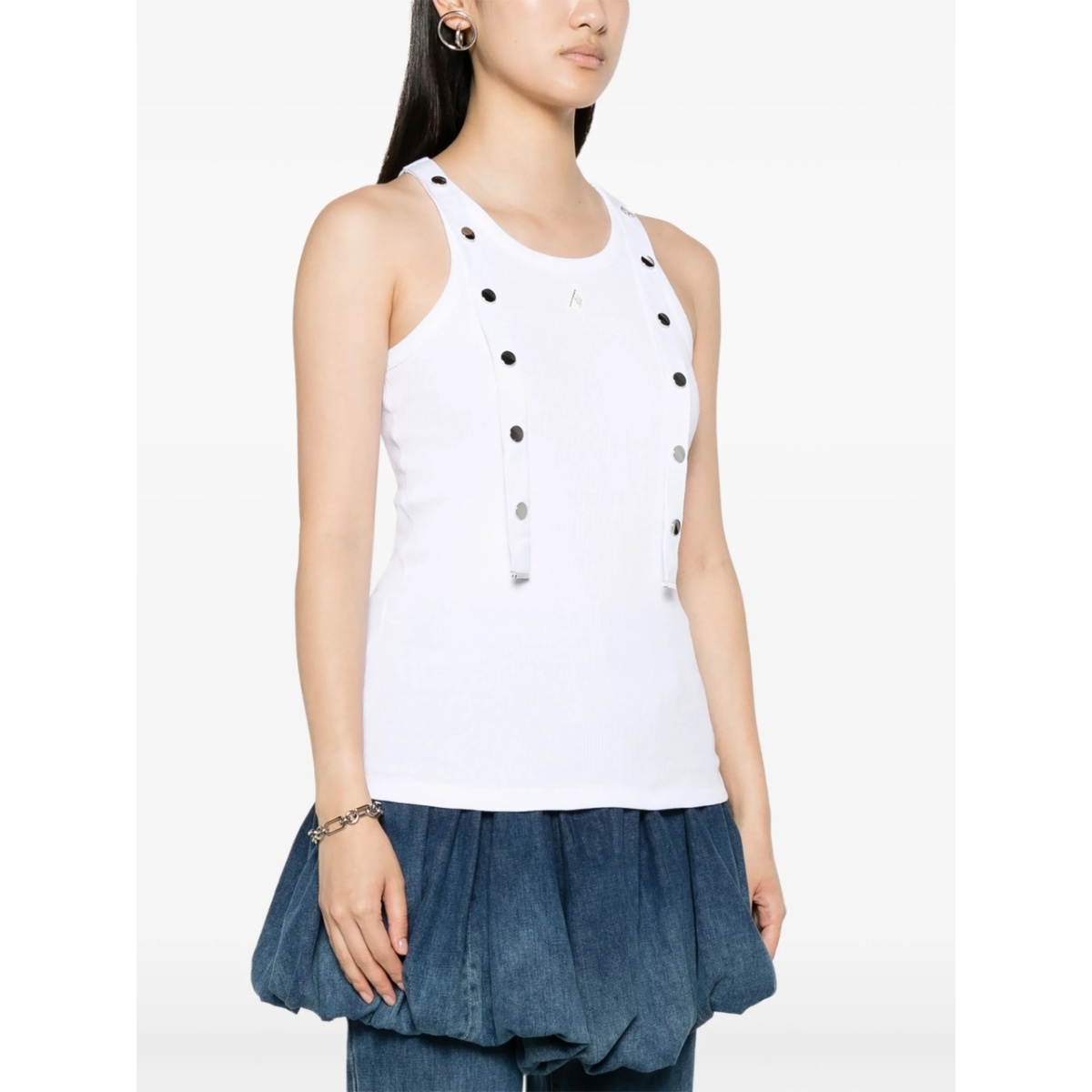 strap-detail ribbed tank top - Img 3