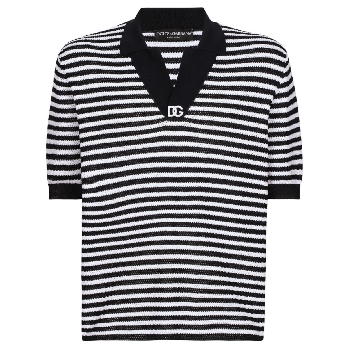 stripe-patterned polo shirt