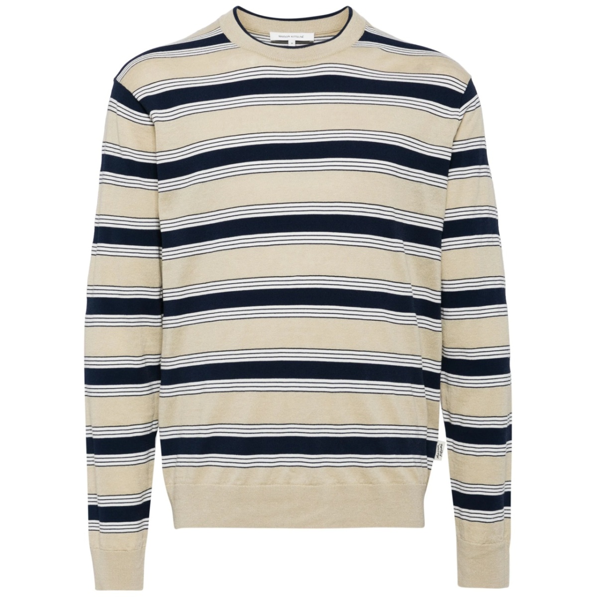 stripe print cotton blend sweater