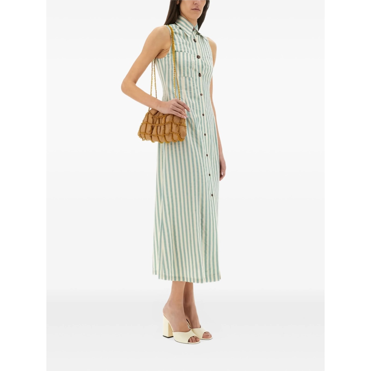 striped-pattern sleeveless midi dress - Img 2