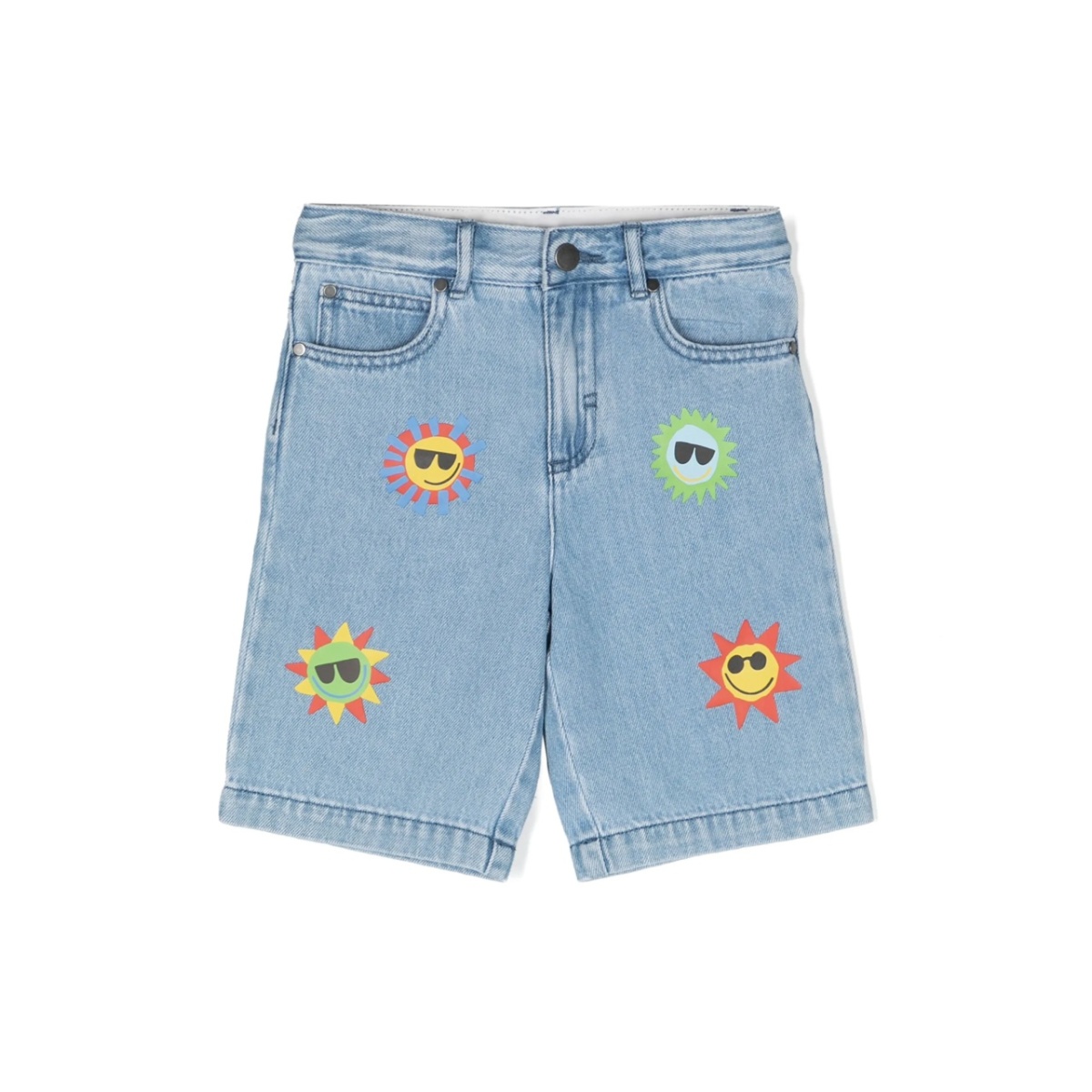 sun-print denim shorts