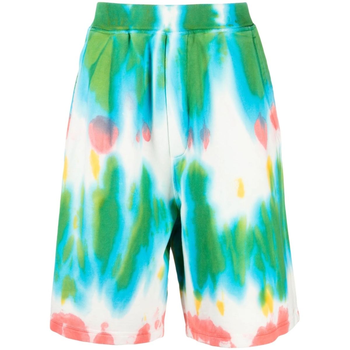 tie dye-print cotton track shorts