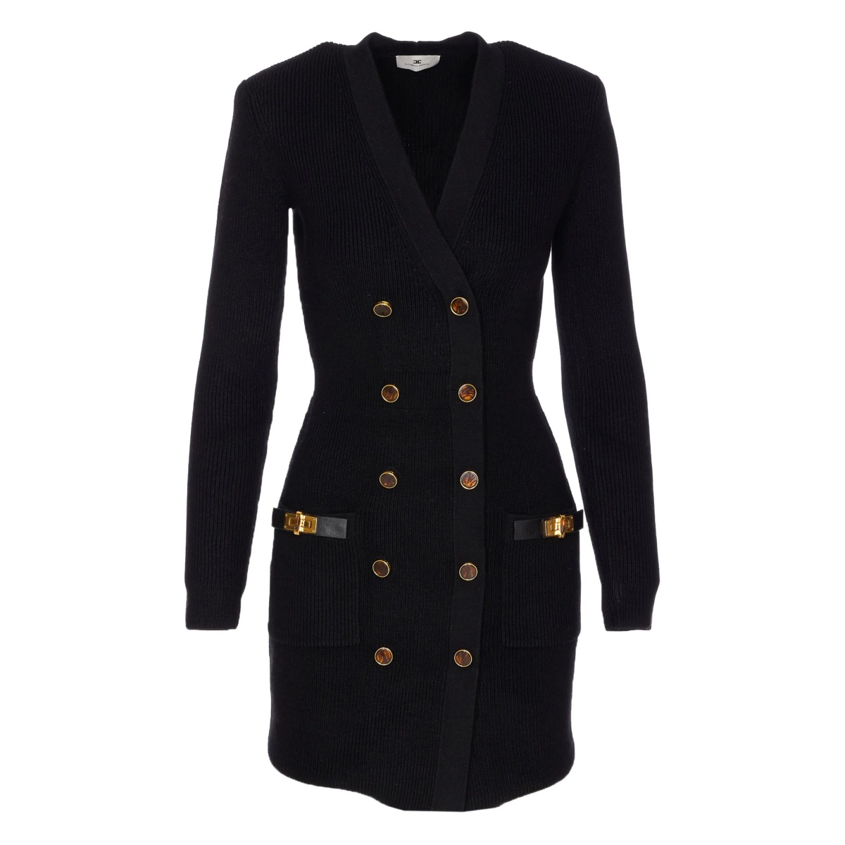 twist-lock ribbed-knit mini dress