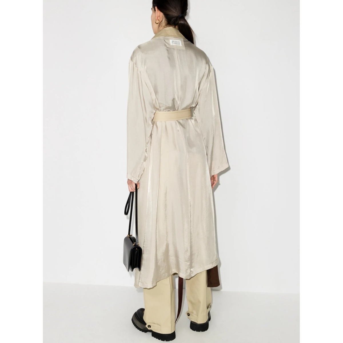 two-tone double-breasted trench coat - Img 3