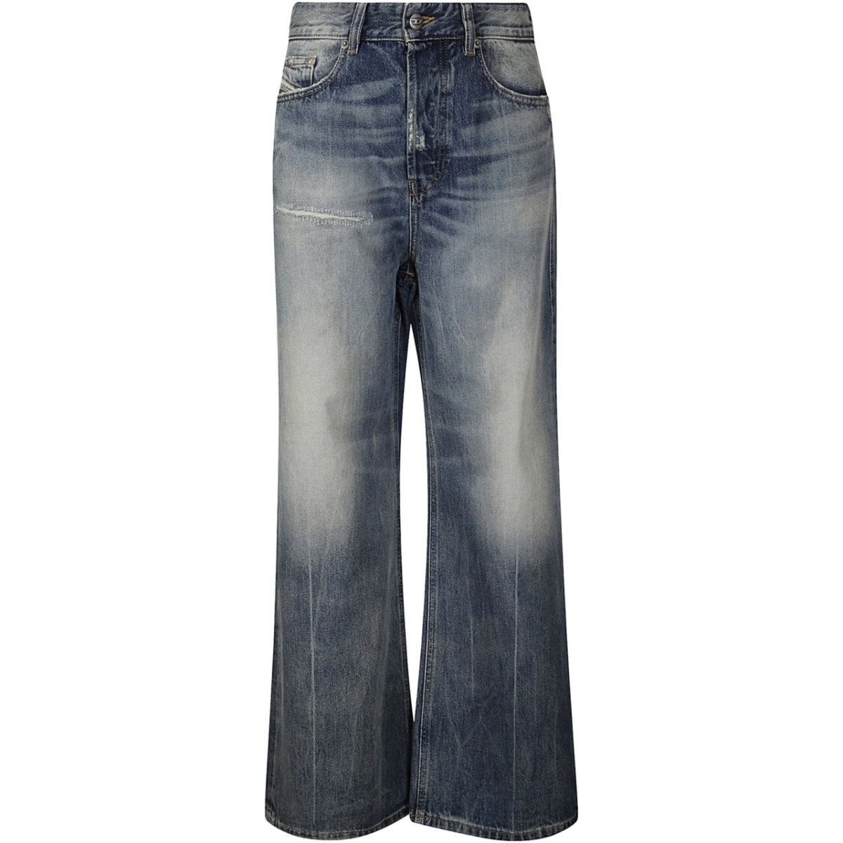 washed effect wide leg jeans