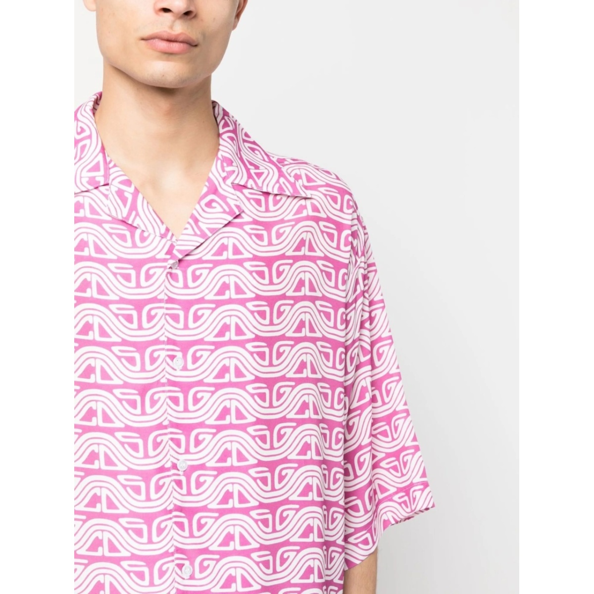 wave printed bowling shirt - Img 5