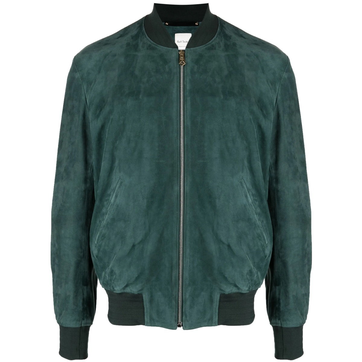 zip-fastening leather bomber jacket
