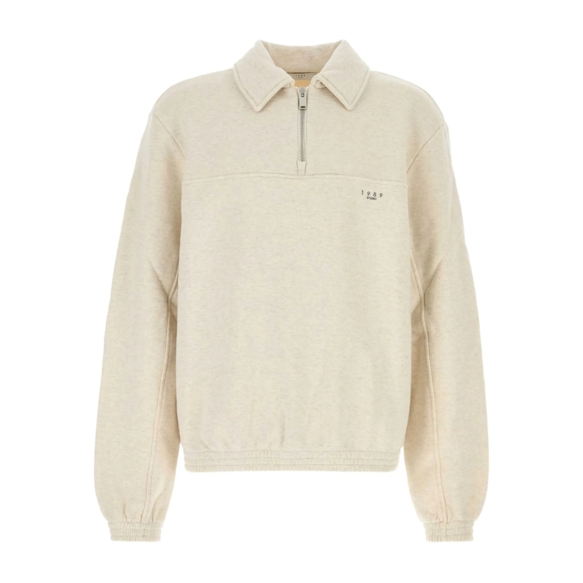 zip-neck pullover sweatshirt