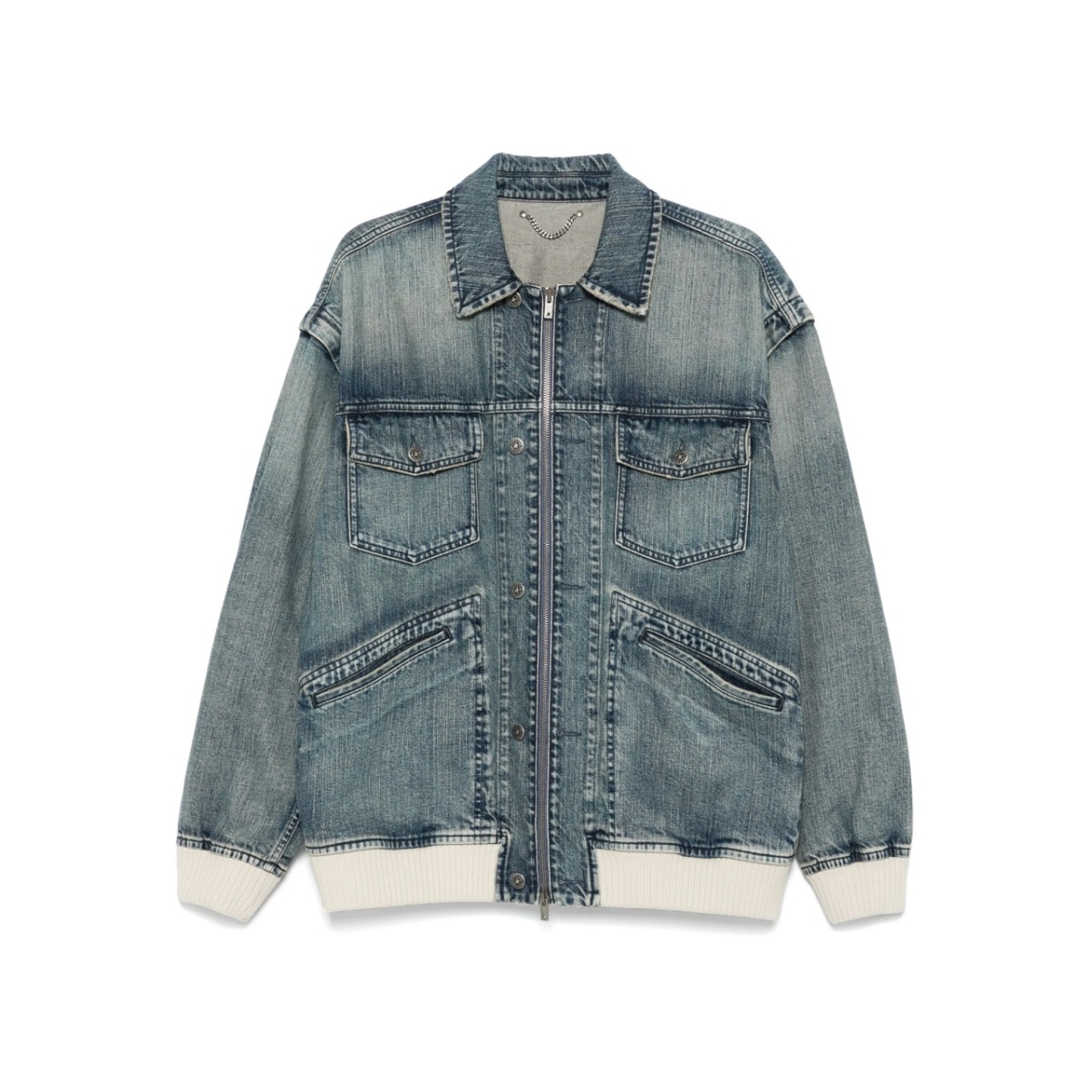 zip-up denim jacket