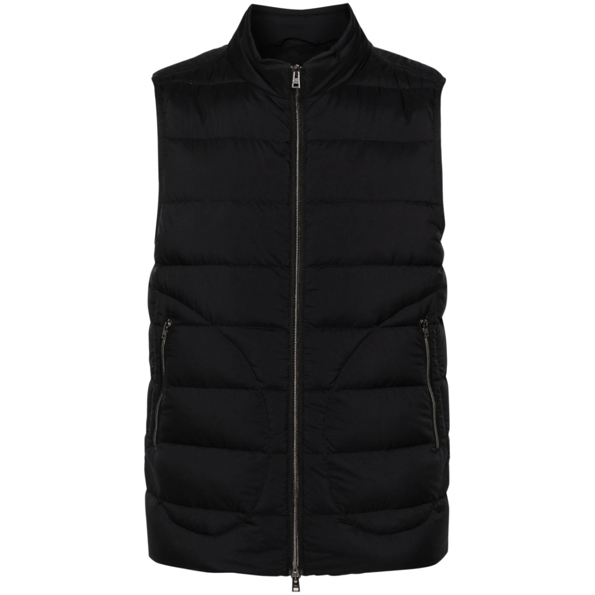 zip-up quilted down gilet