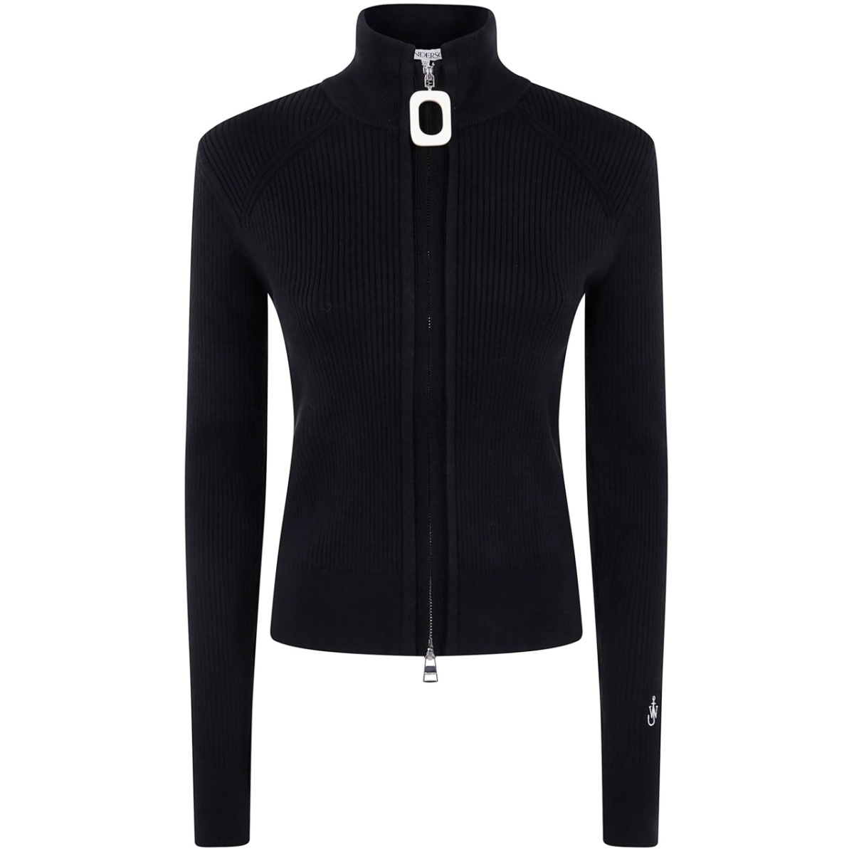 zip-up ribbed cardigan