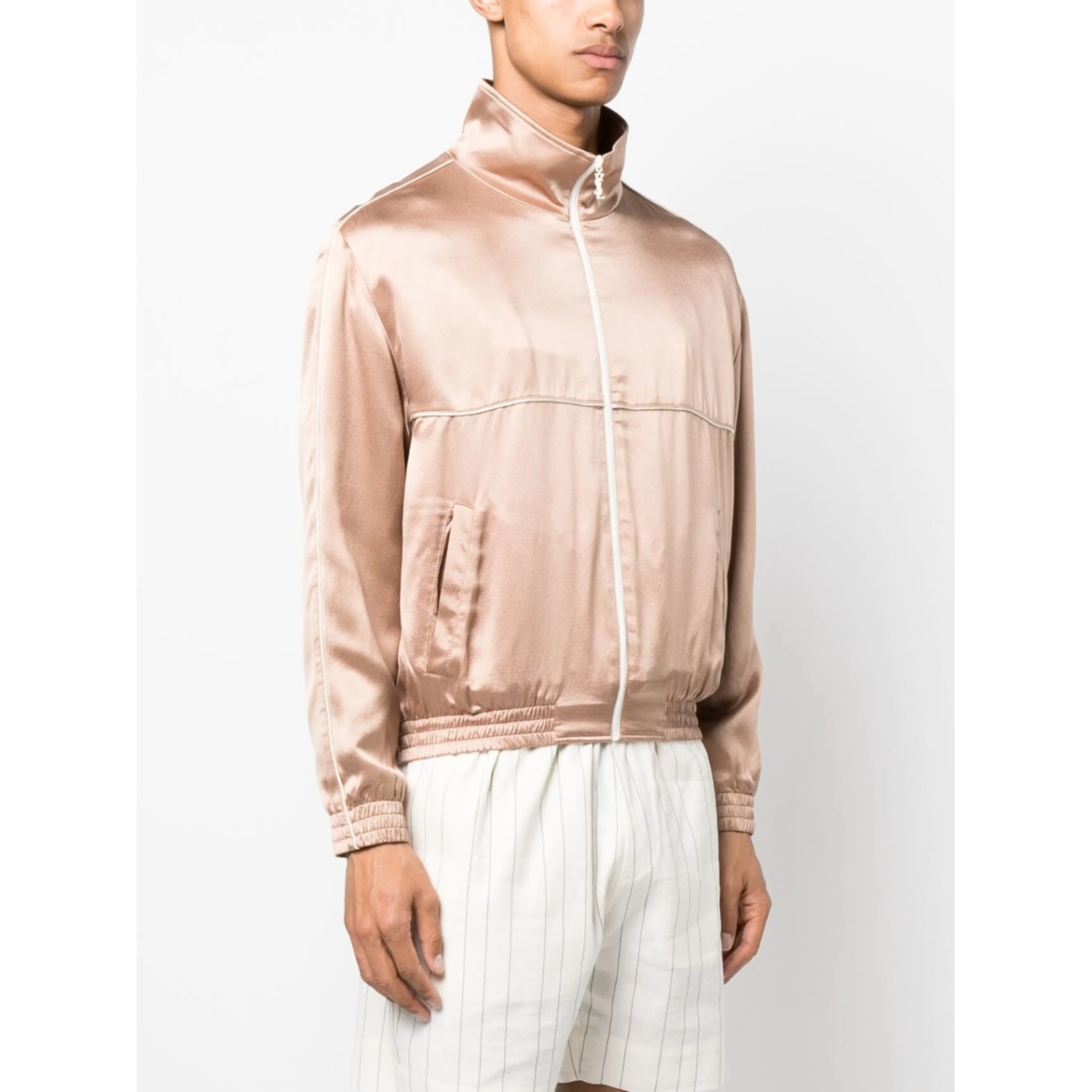 zip-up silk track jacket - Img 3
