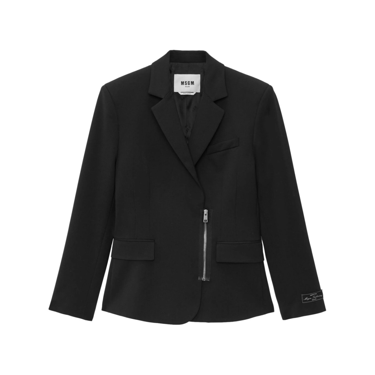 zipped single-breasted blazer