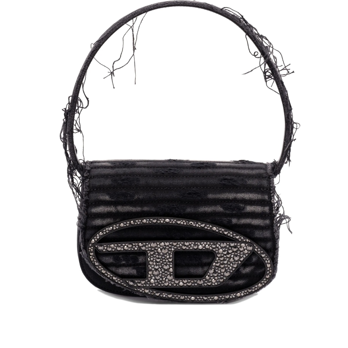 1DR crystal-embellished frayed shoulder bag