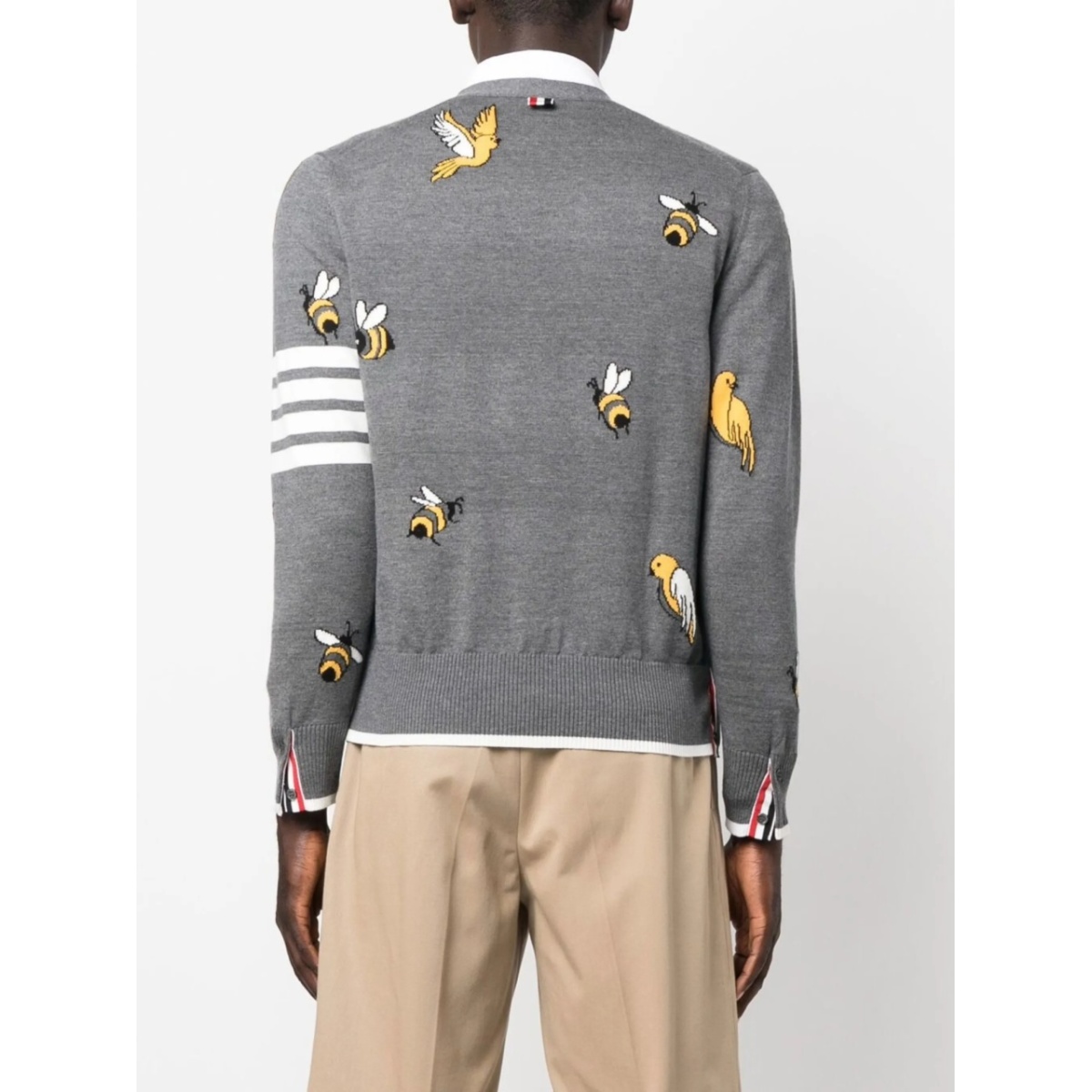 4-Bar stripe intarsia-patterned cardigan - Img 4