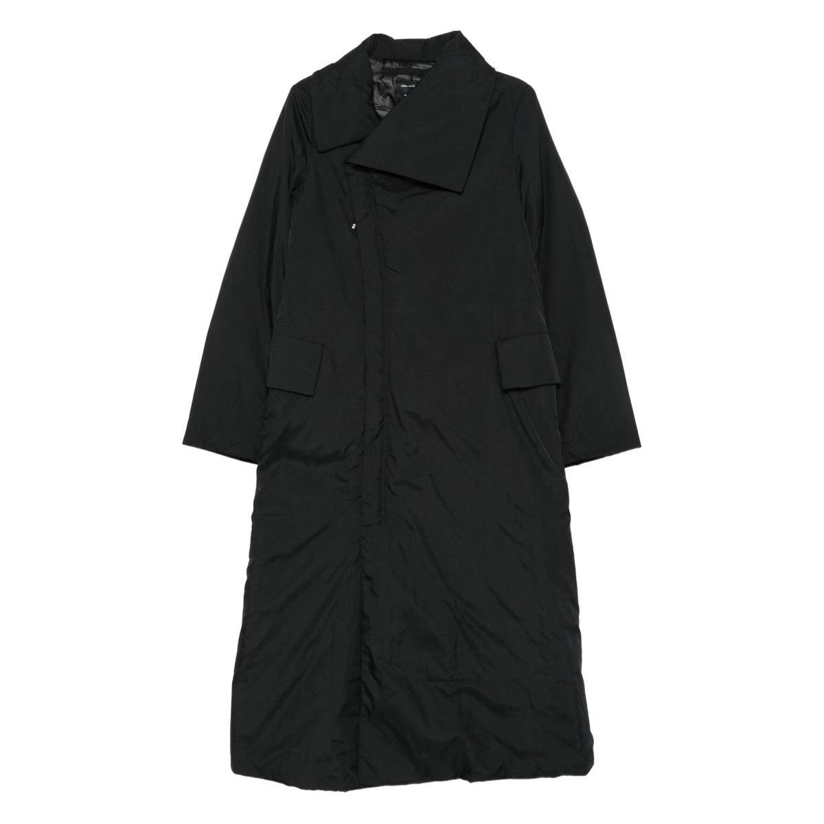 asymmetric-collar raincoat