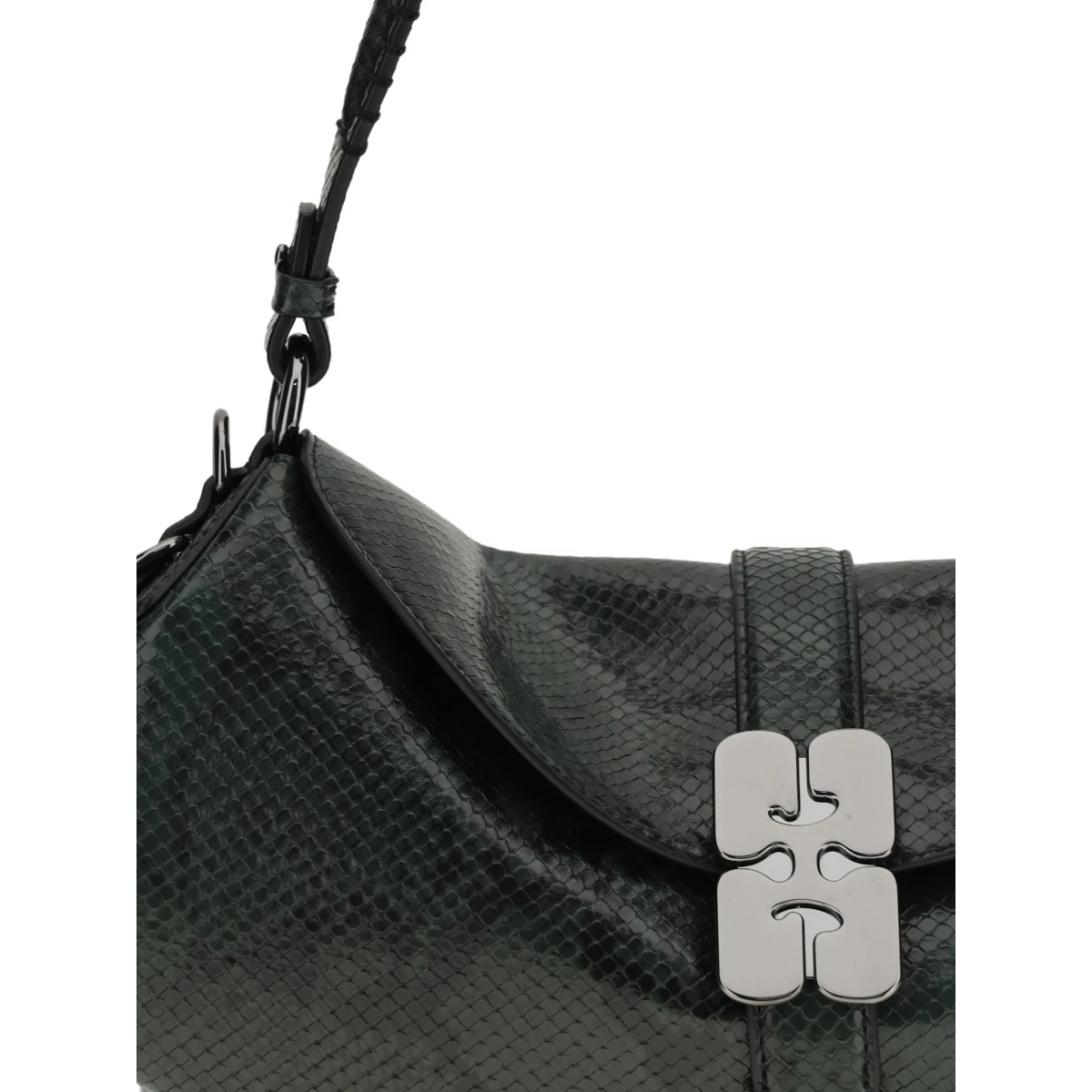 B-Kat snake-effect buckle shoulder bag - Img 4