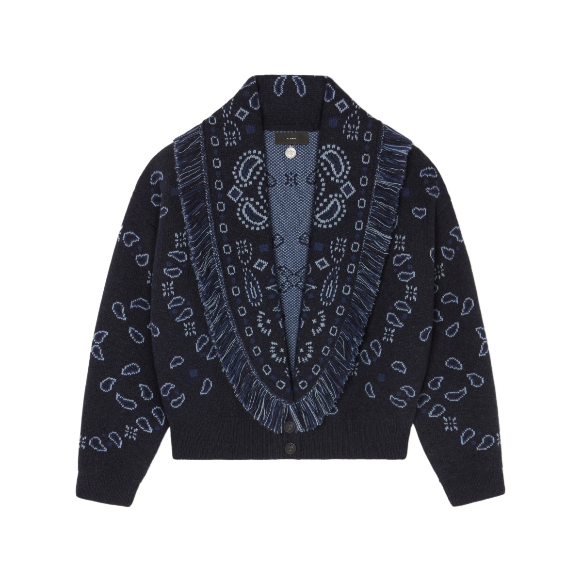 bandana-pattern knitted bomber jacket