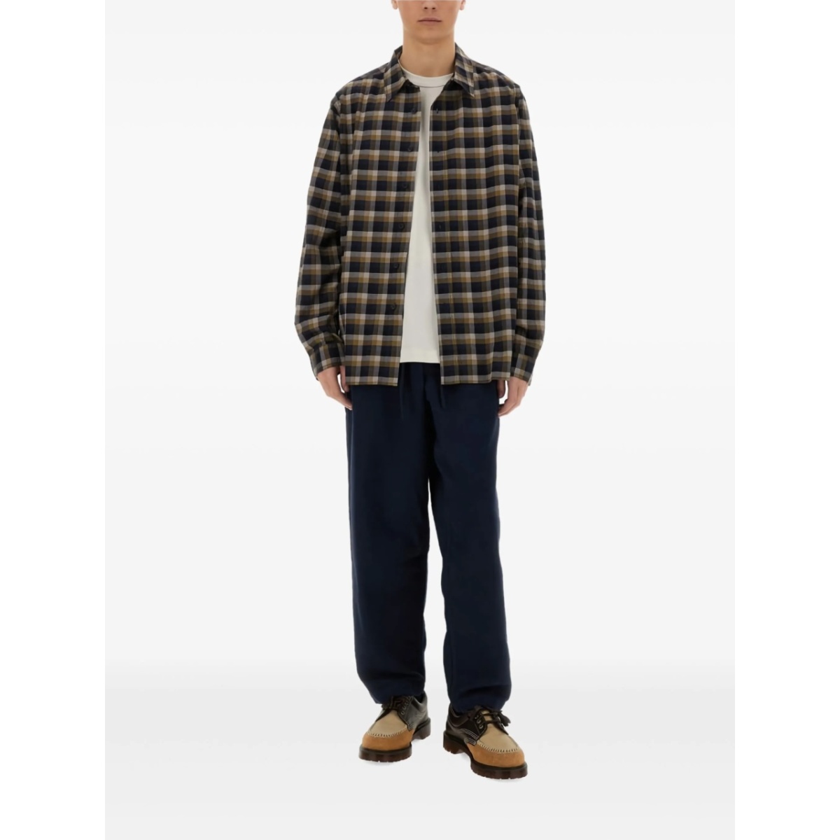 BB checked button-up shirt