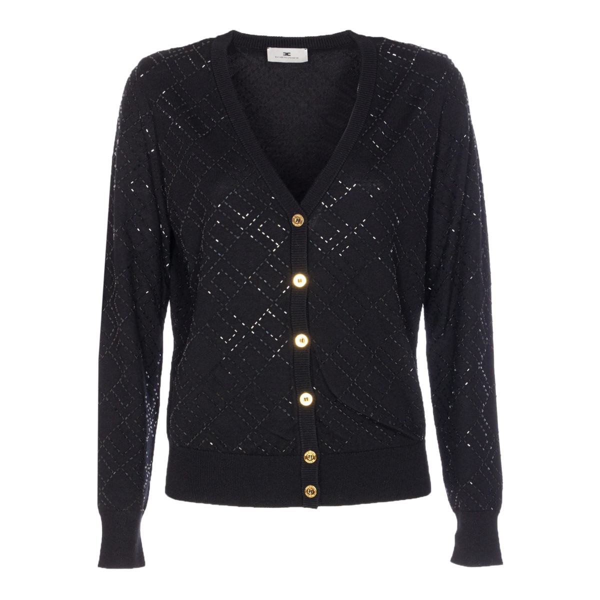 bead-embellished diamond-pattern cardigan
