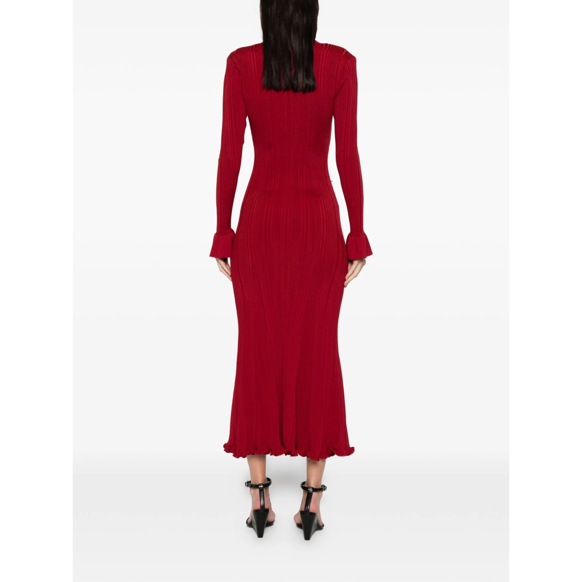 beaded-trim ribbed midi dress - Img 4