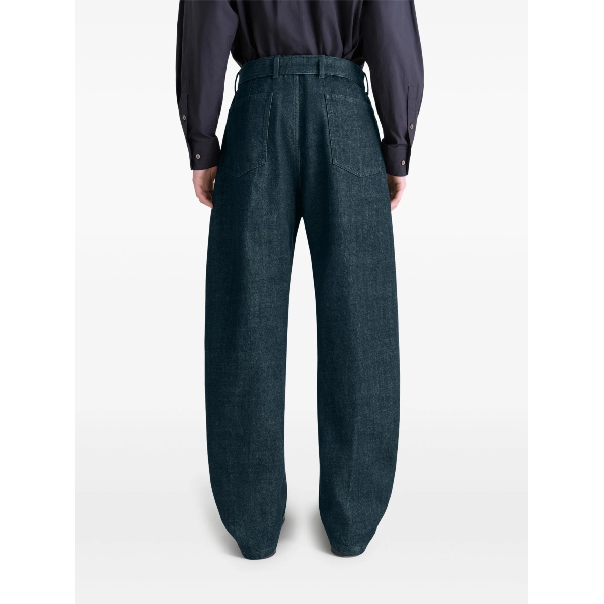 belted twisted denim trousers - Img 4