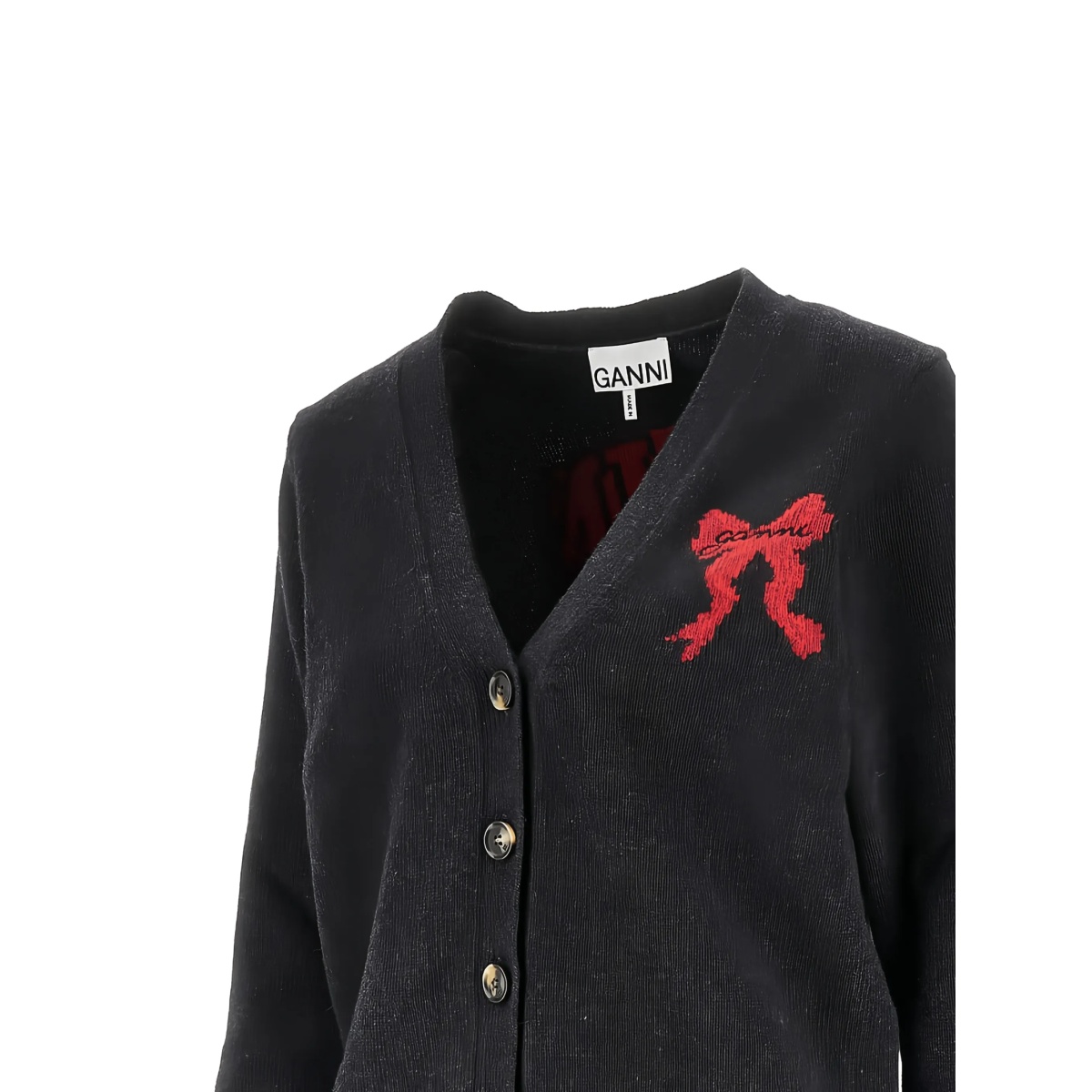 bow V-neck cardigan - Img 2