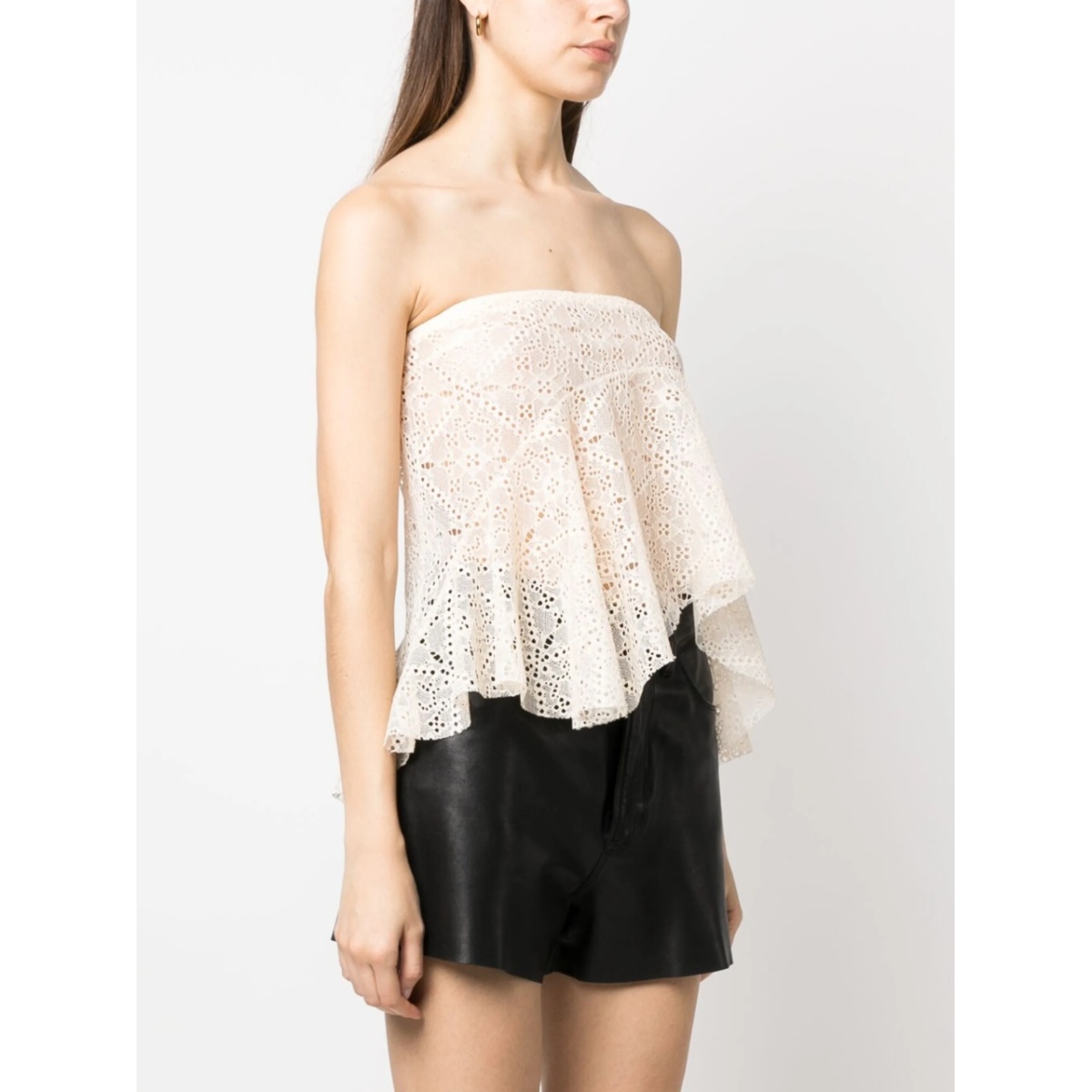 broderie-anglaise draped strapless top - Img 3