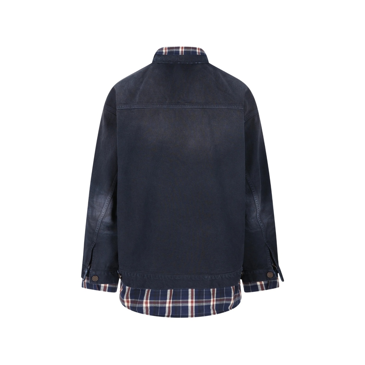 button-fastening check-pattern jacket - Img 2