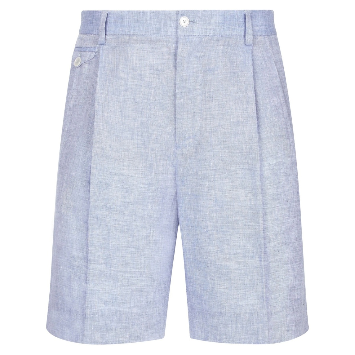 button-fastening linen shorts