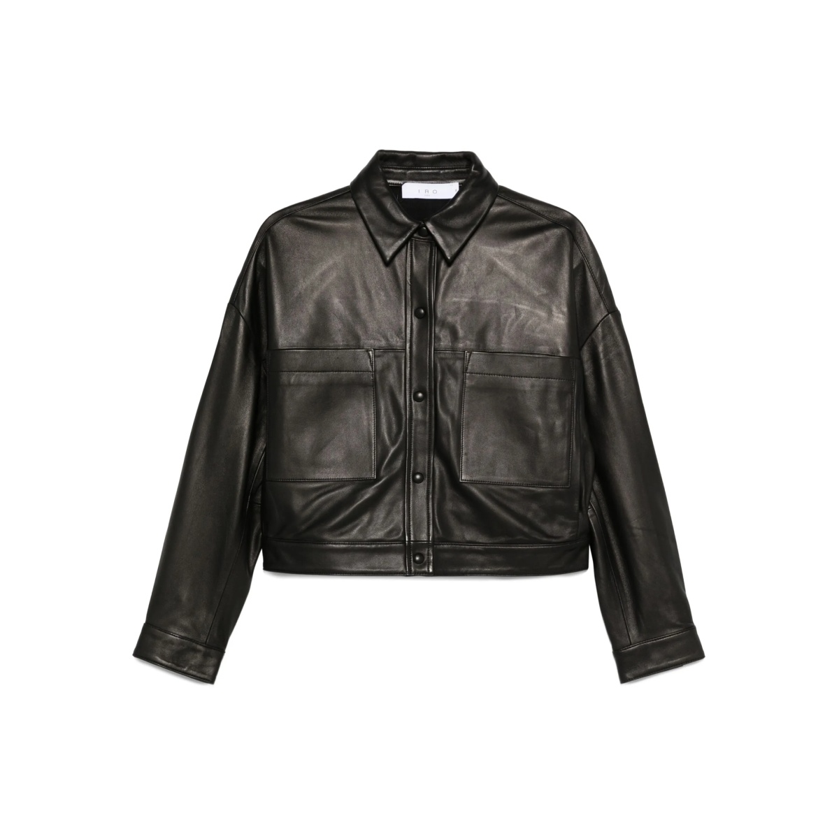 button-fastening patch-pocket leather jacket