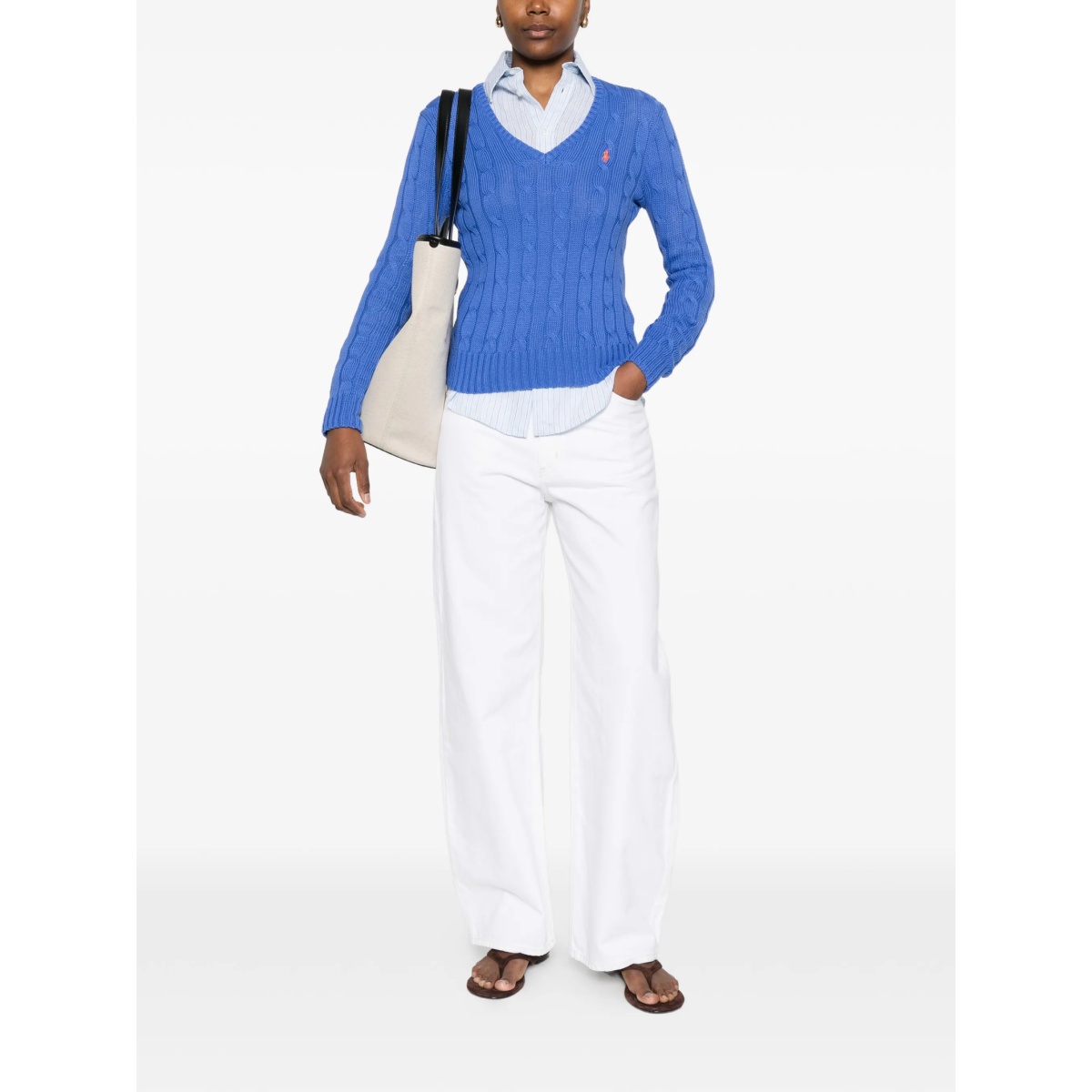 cable-knit V-neck sweater - Img 3
