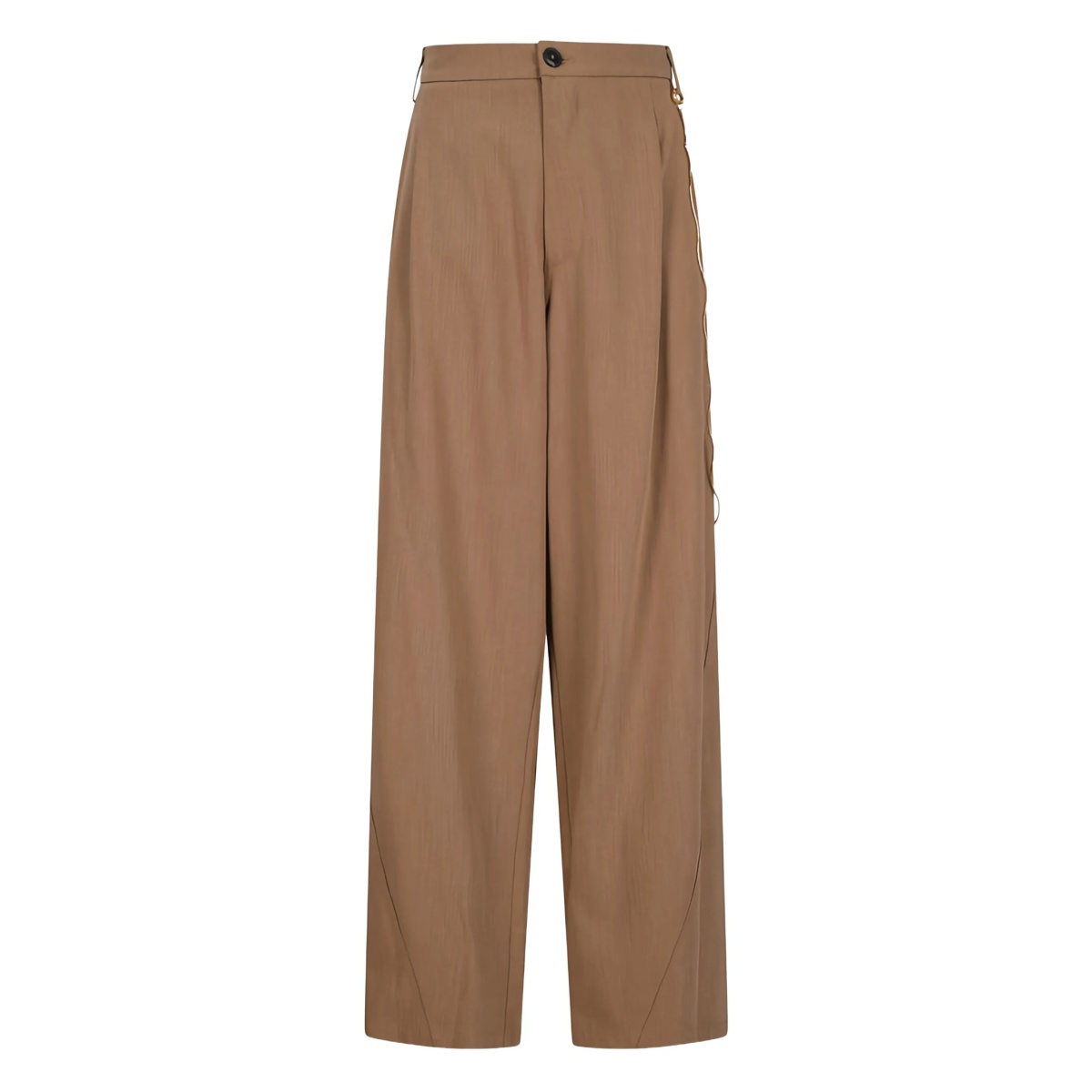 chain-embellished pleated trousers