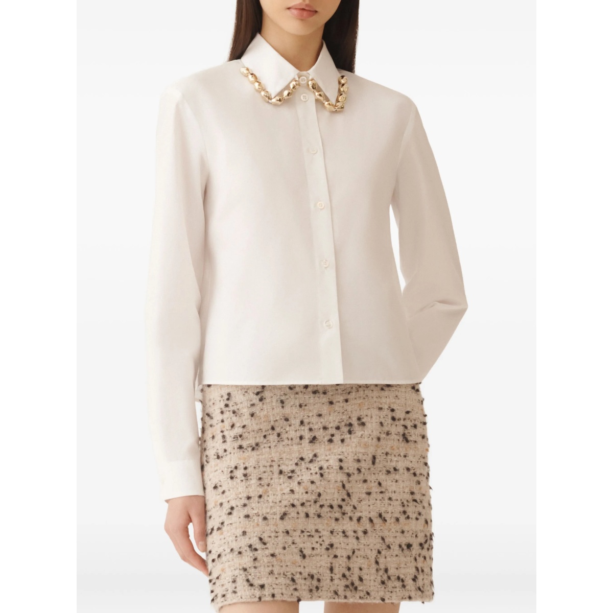 chain-embellished poplin shirt - Img 3
