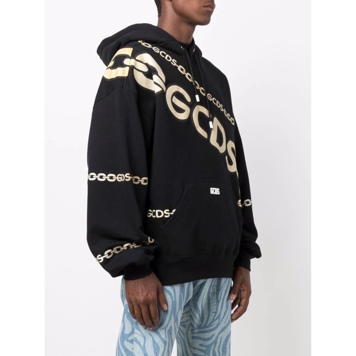 chain-link logo-print hoodie - Img 3