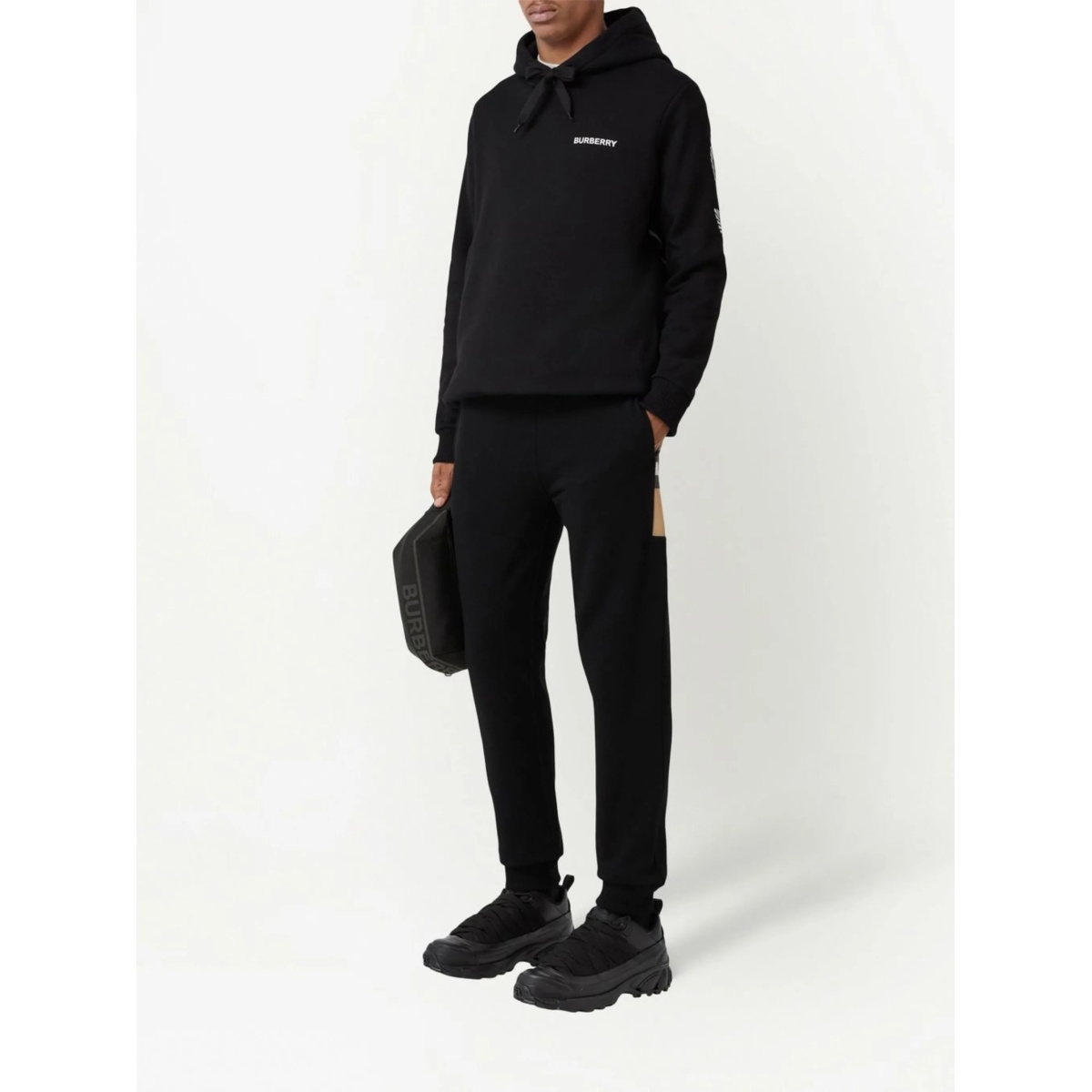 check-panelled track pants