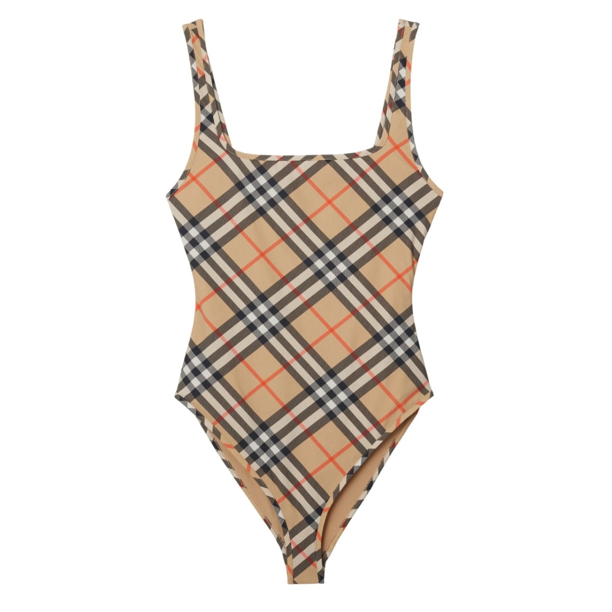 check-pattern swimsuit