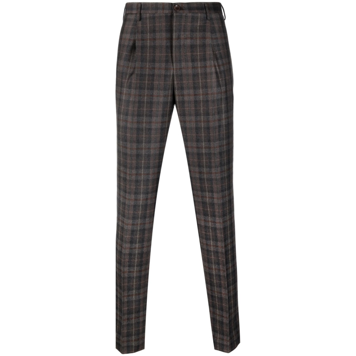 check-pattern tapered-leg trousers