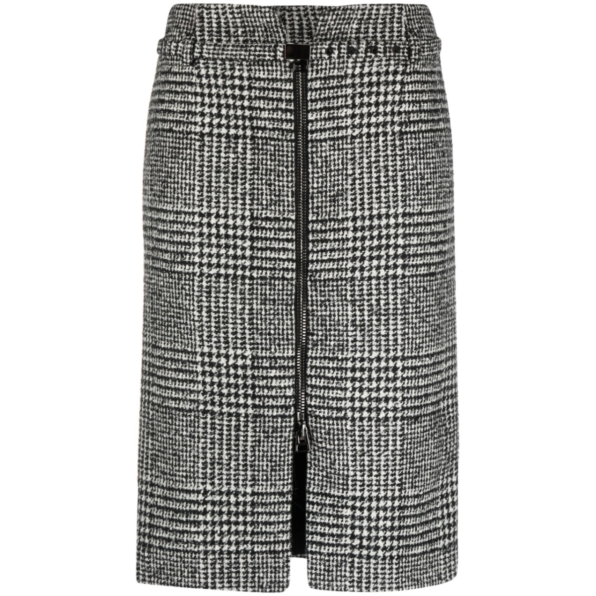 check-print pencil skirt