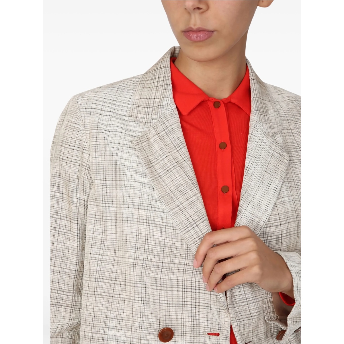 checked double-breasted jacket - Img 4